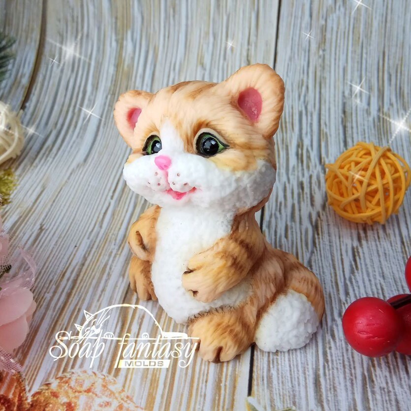 Mischievous kitten silicone mold for soap making