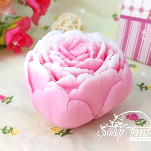 Half opened peony bud silicone mold for soap making