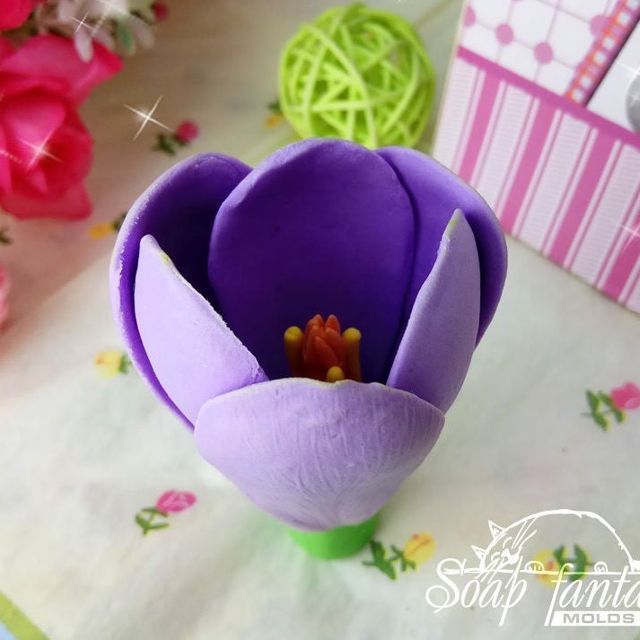 Spring crocus flower silicone mold for soap making