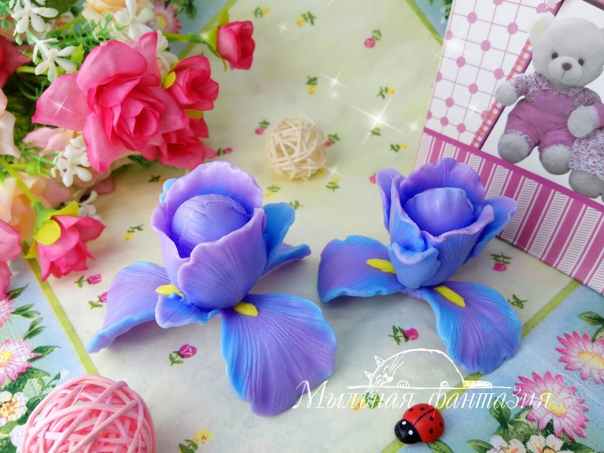 Tender irises flower silicone mold for soap making