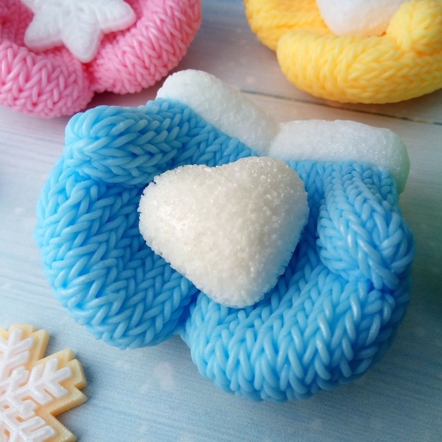 Knitted mittens silicone mold for soap making
