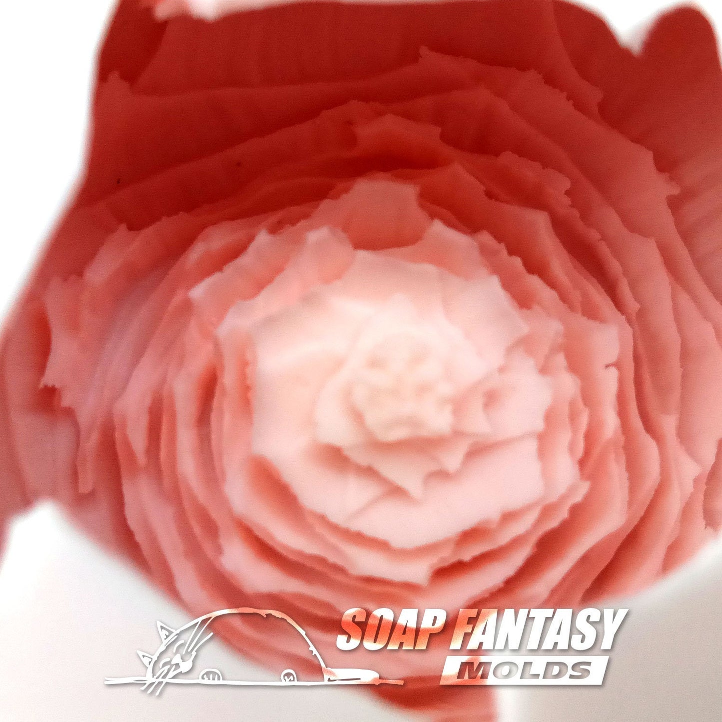 Ranunculus half opened bud flower silicone mold for soap making
