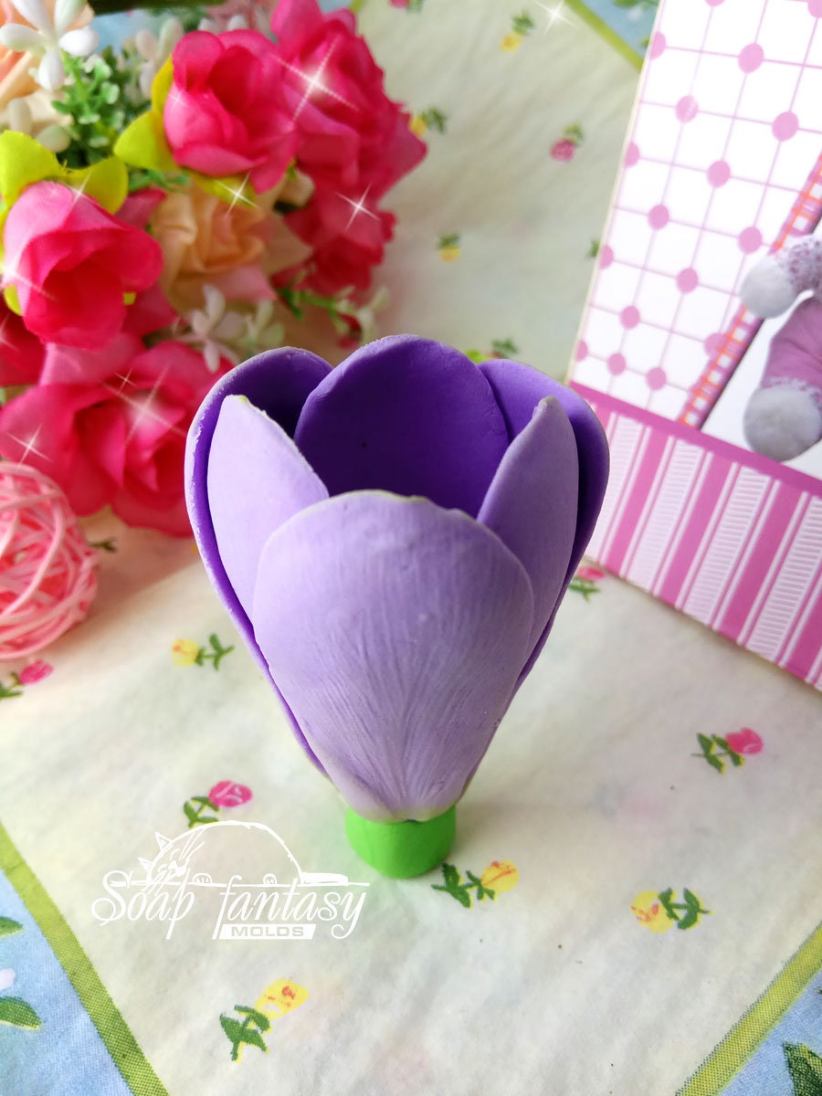 Spring crocus flower silicone mold for soap making
