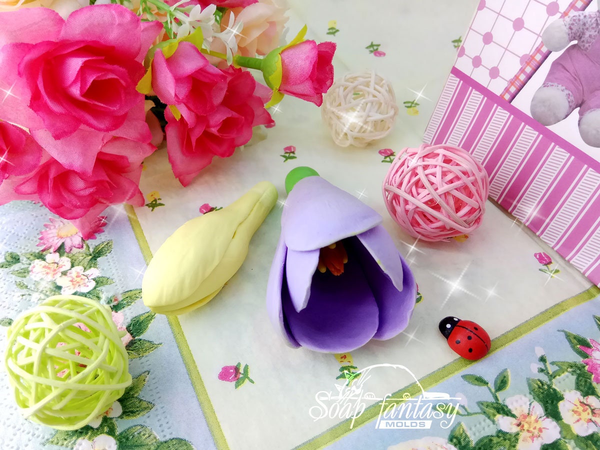 Spring crocus flower silicone mold for soap making