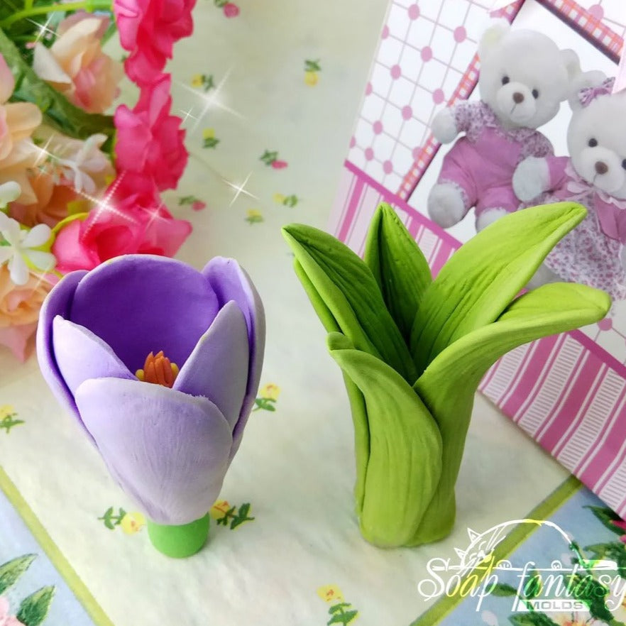 Spring crocus flower silicone mold for soap making