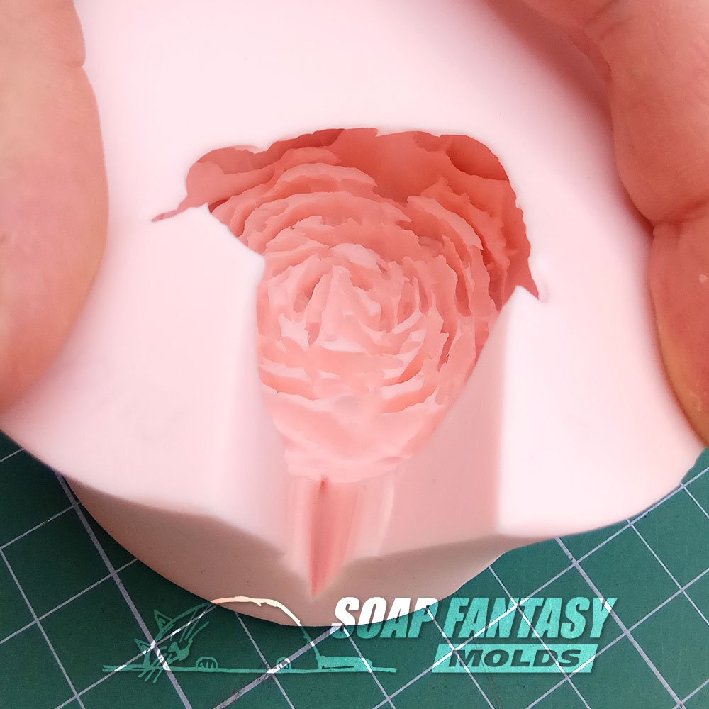 Half opened peony bud silicone mold for soap making