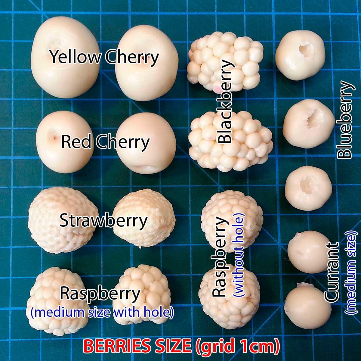 Big custom set of berries silicone mold (mould) for soap making and candle making