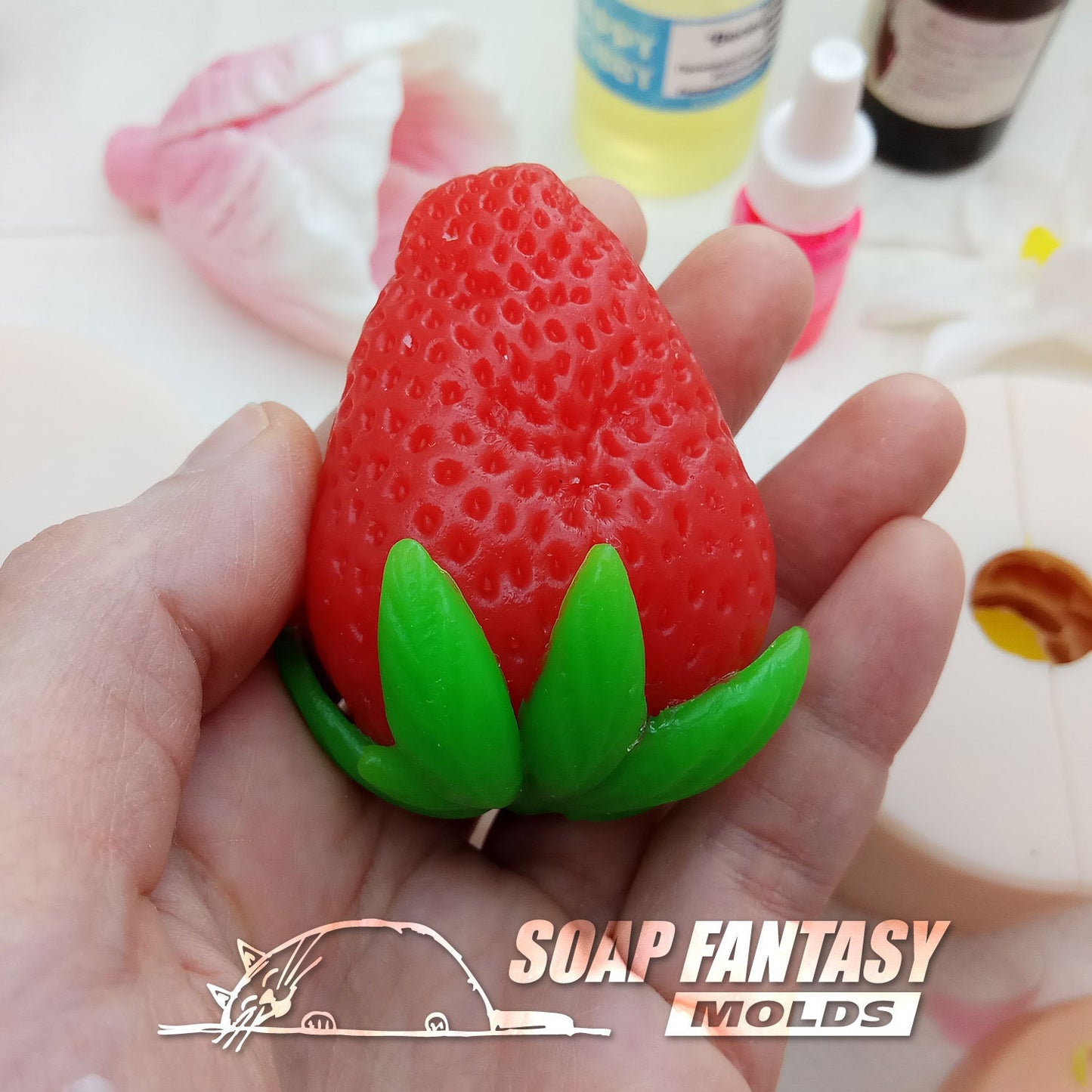 Giant strawberry silicone mold for soap making