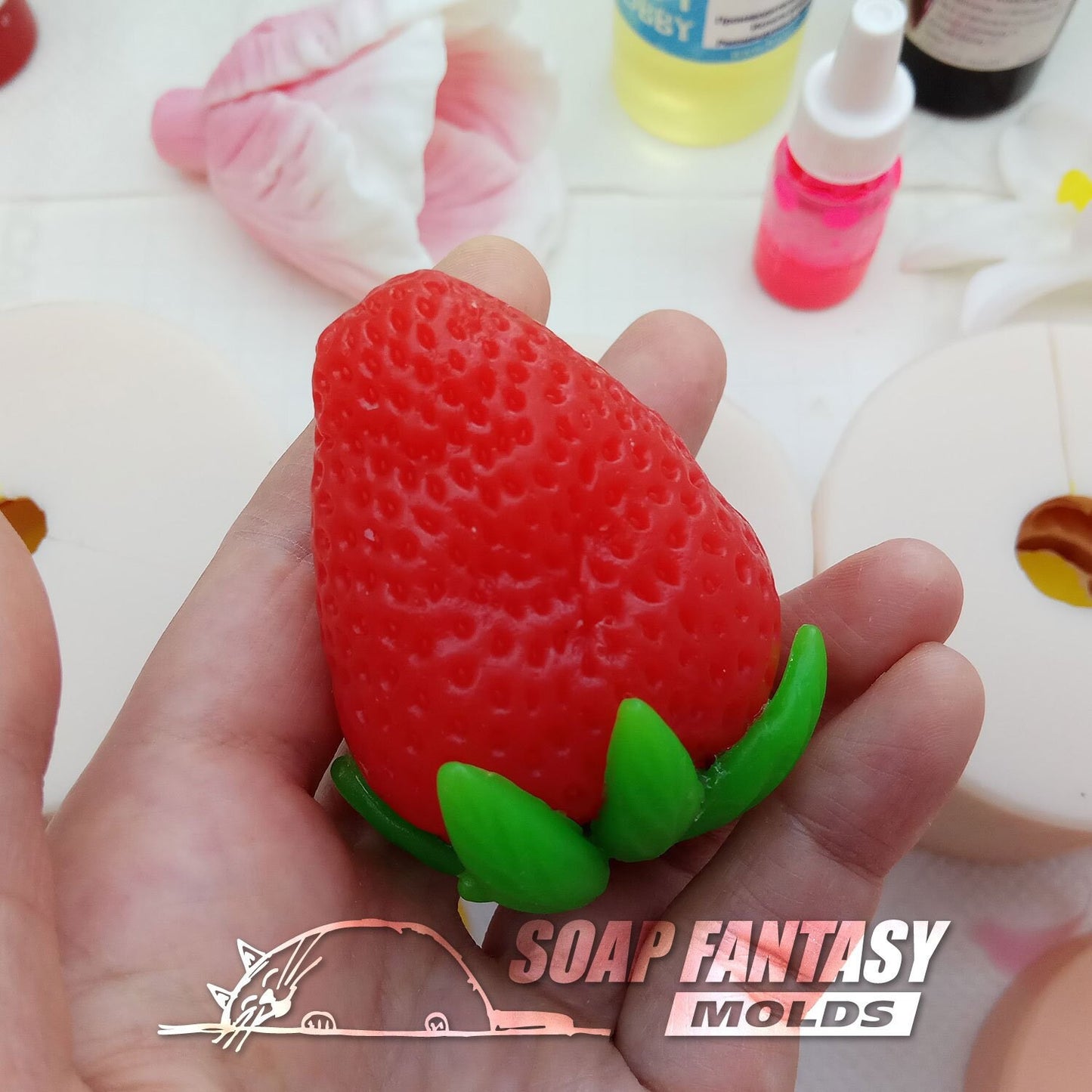 Giant strawberry silicone mold for soap making