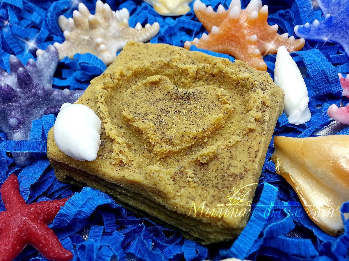 Sand (or snow) soap with a heart silicone mold for soap making