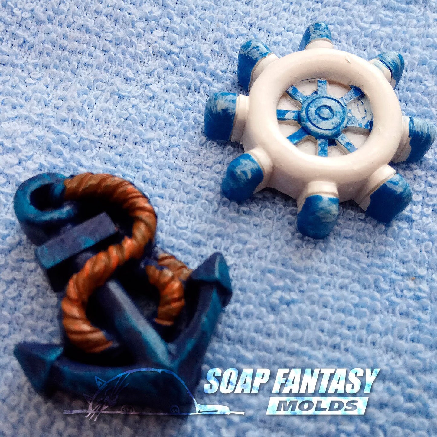 Anchor & Ship steering wheel silicone mold (mould) for soap making and candle making
