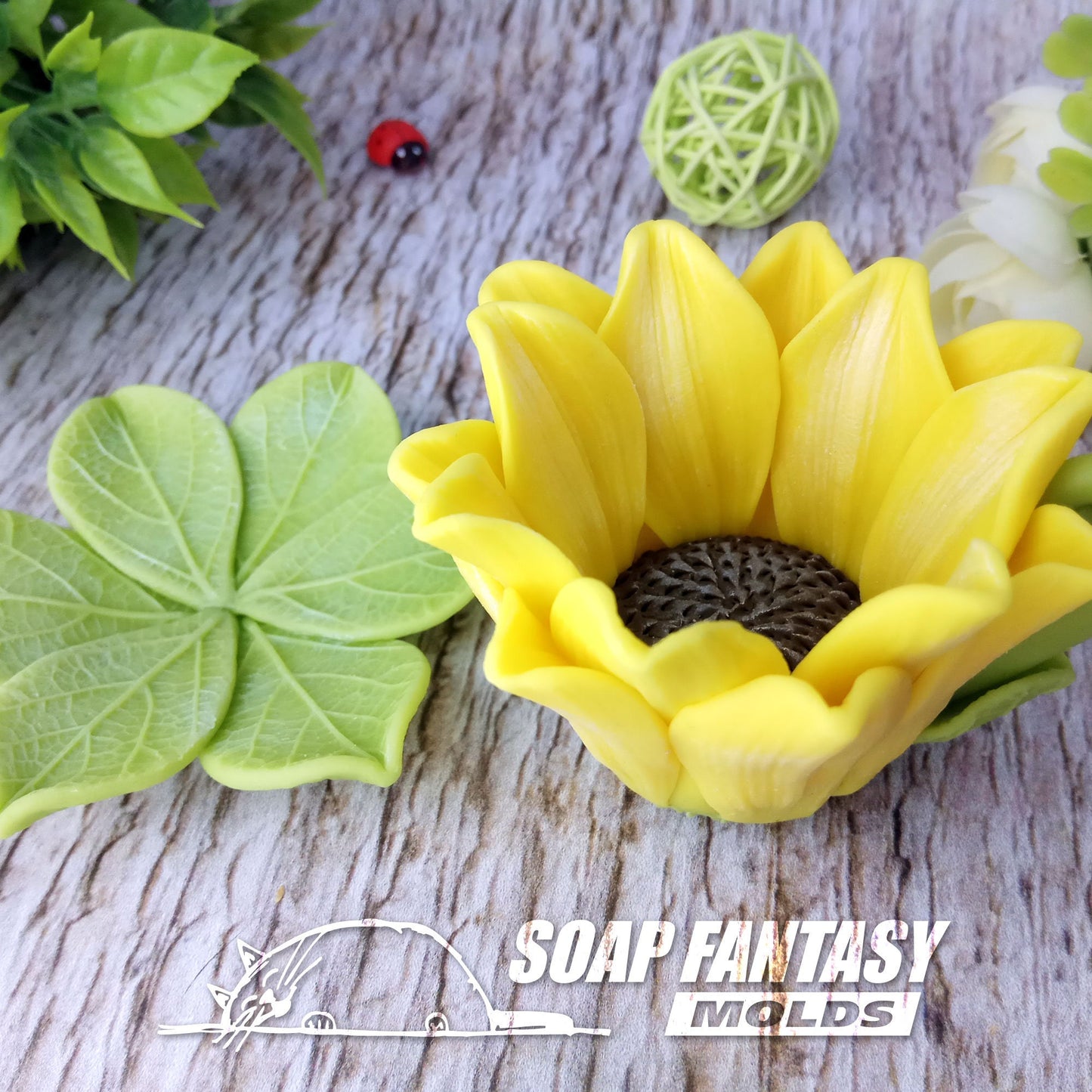 Sunflower cup and saucer silicone mold for soap making