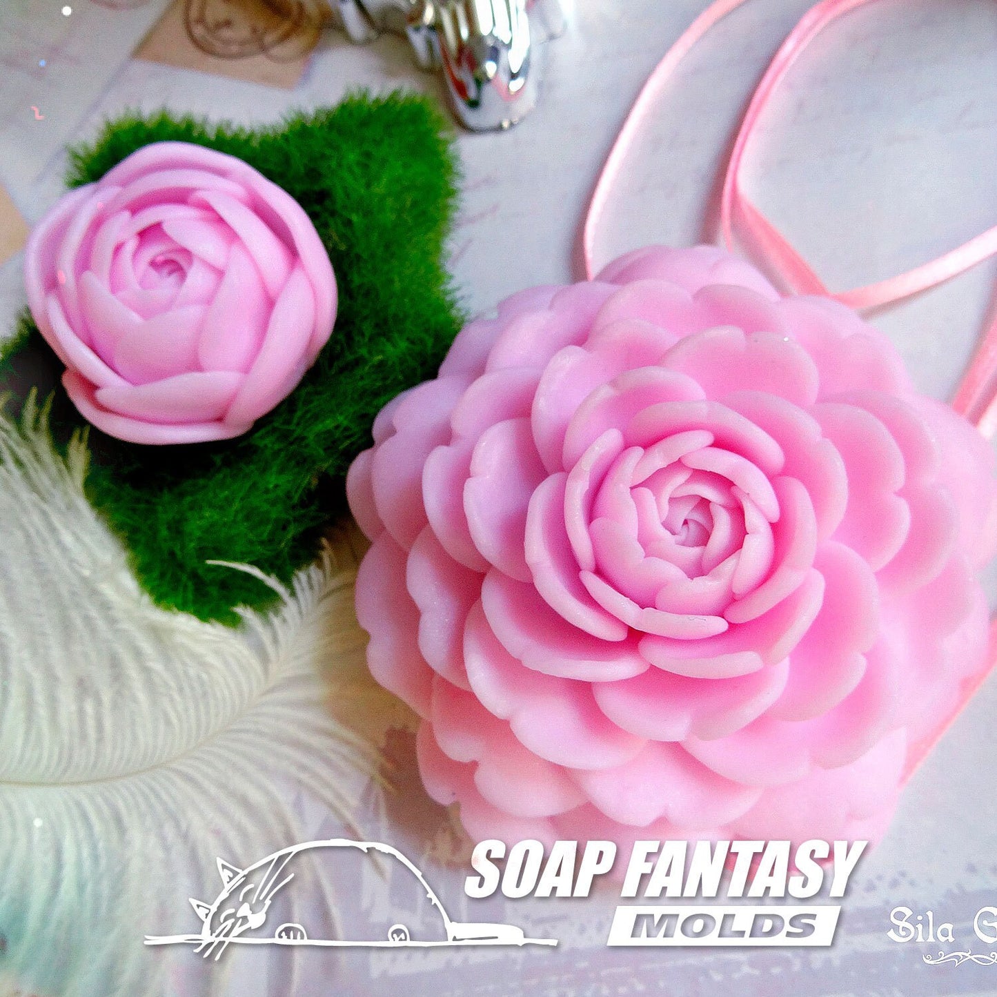 Camellia BIG flower silicone mold (mould) for soap making and candle making