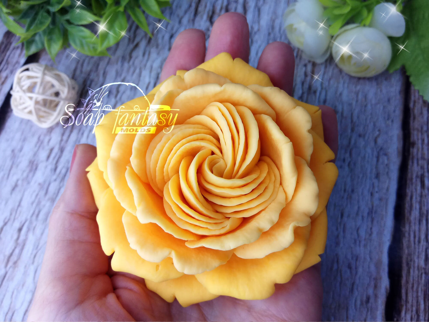 Big rose "Primadonna" flower silicone mold (mould) for soap making and candle making