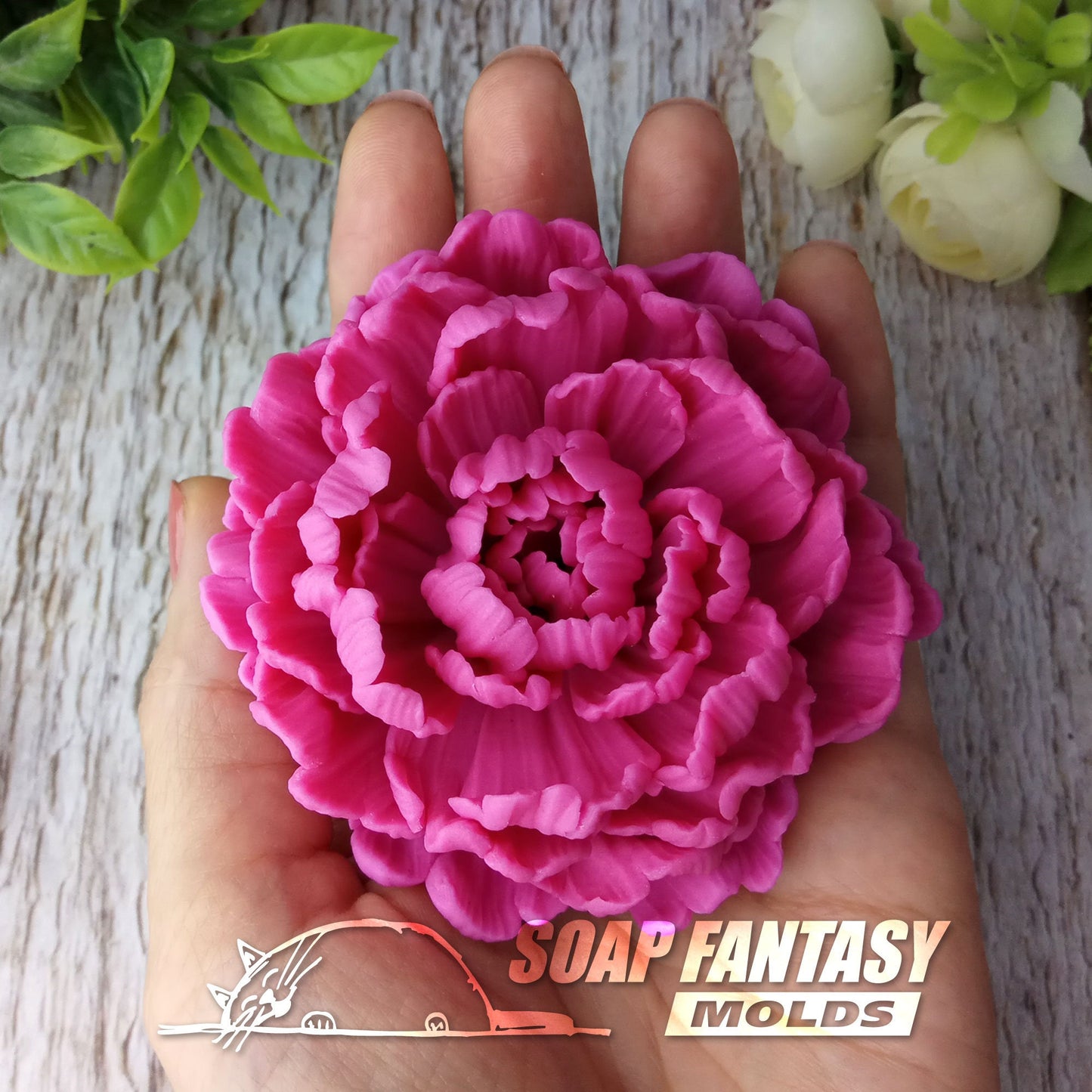 Peony "Sarah Bernhardt" silicone mold for soap making