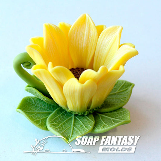 Sunflower cup and saucer Silicone Soap Mold - for soap making, Craft & Hobby