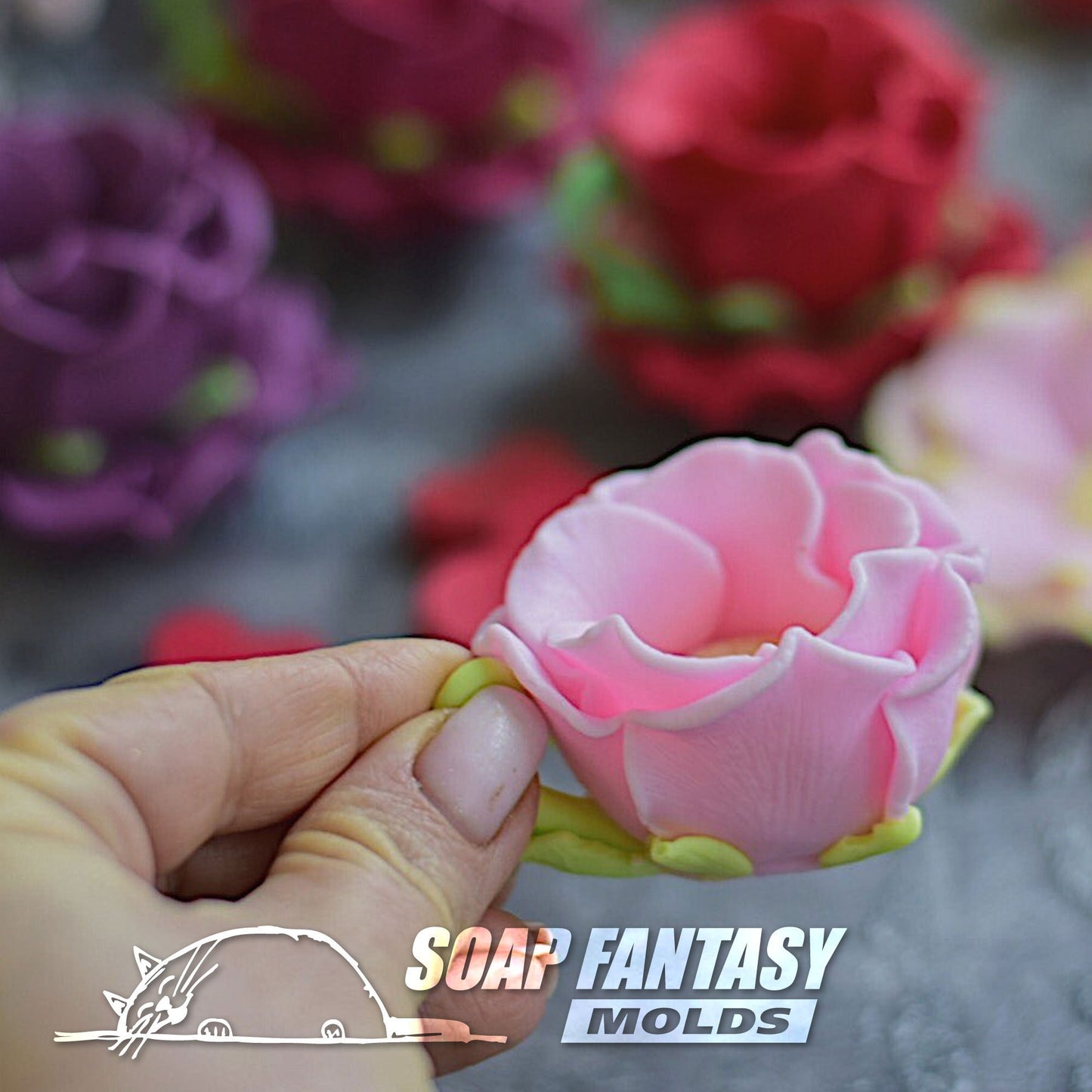 Rose cup and saucer silicone mold for soap making