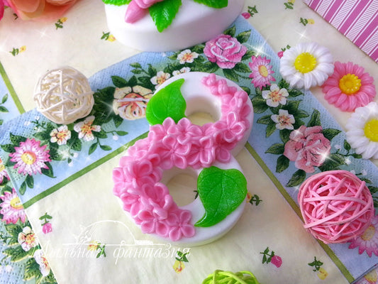8 with lilac flowers silicone mold (mould) for soap making and candle making
