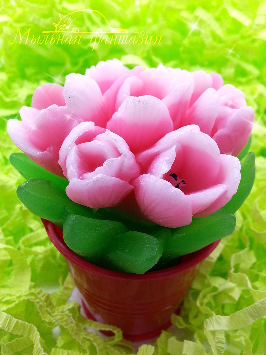 Bouquet of Tulips silicone mold (mould) for soap making and candle making