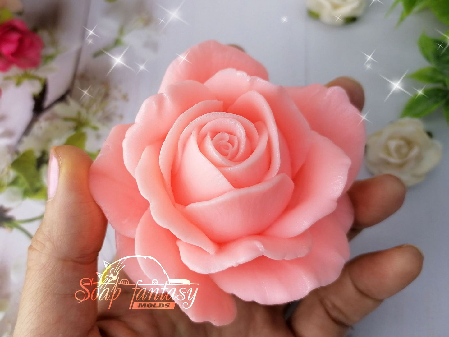Big rose Aurora flower silicone mold (mould) for soap making and candle making