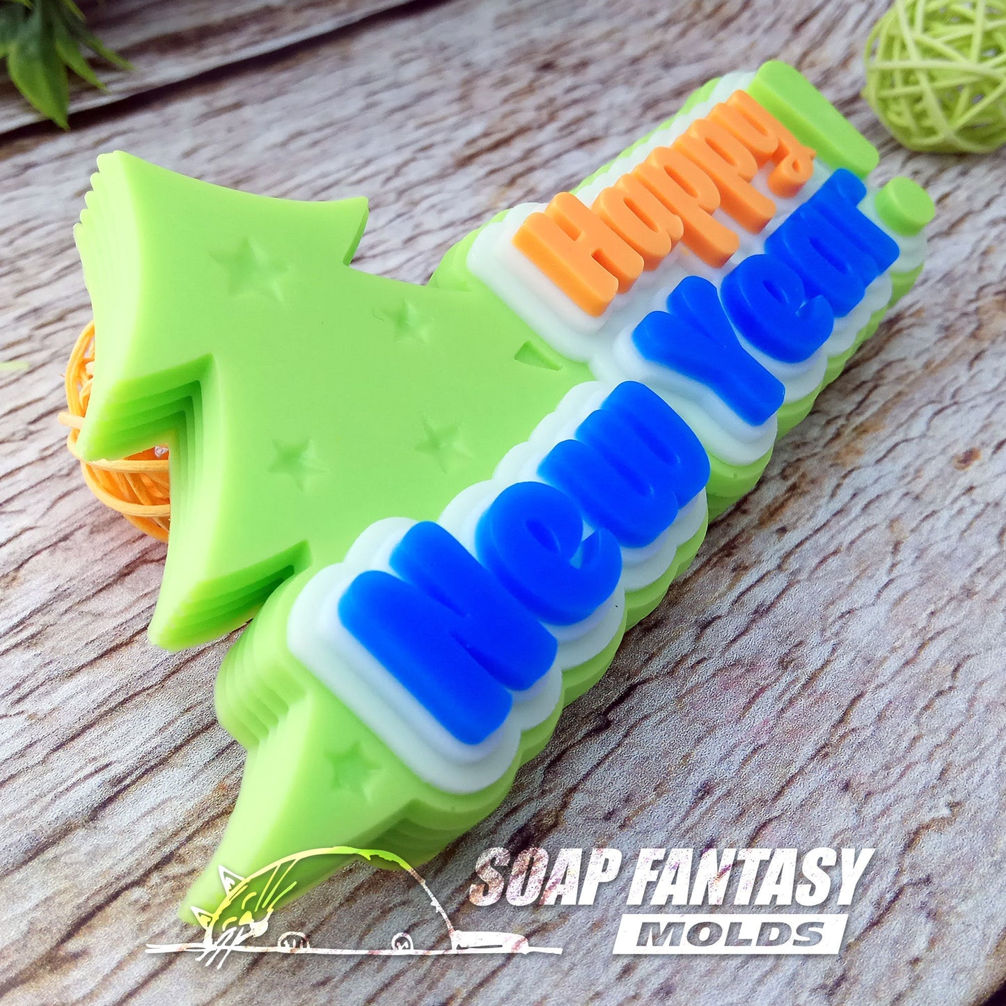Happy New Year with a Christmas tree silicone mold for soap making