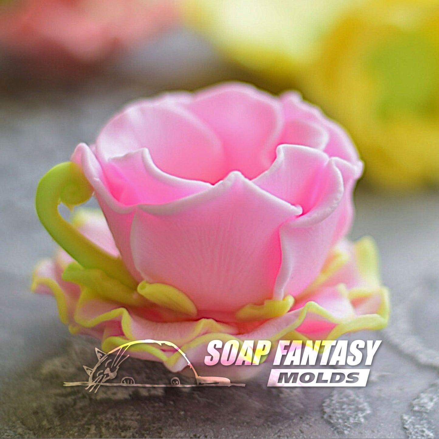 Rose cup and saucer silicone mold for soap making