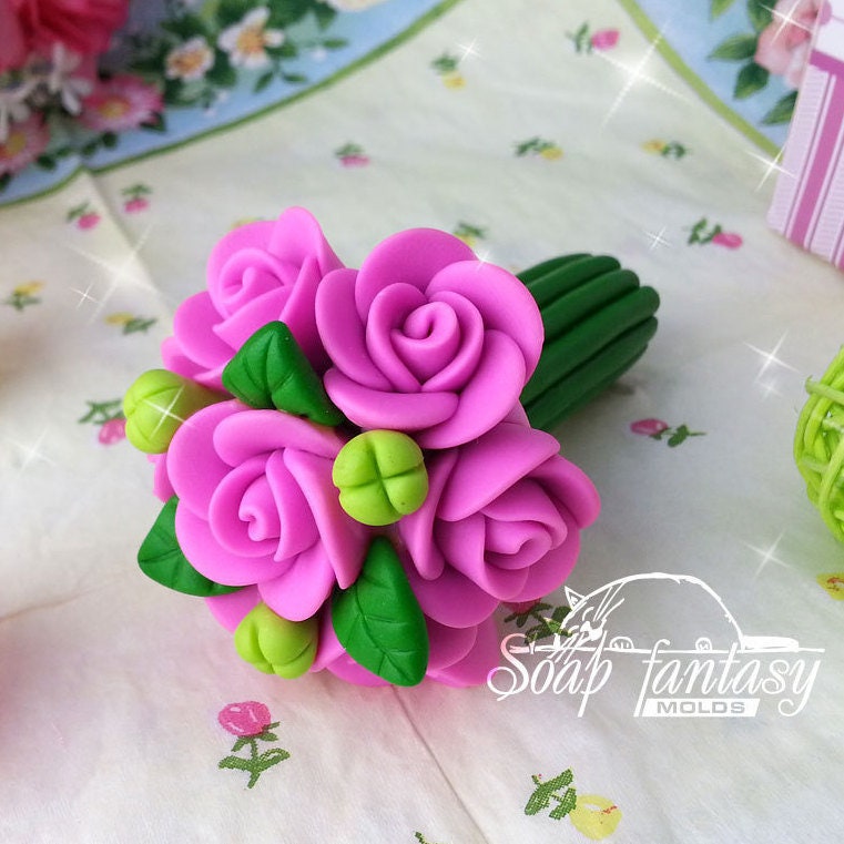 Roses bouquet silicone mold for soap making