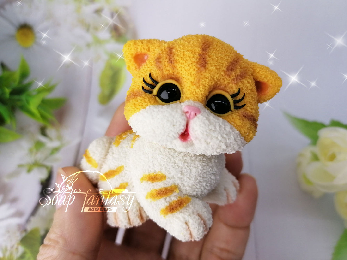 Fluffy kitten baby silicone mold for soap making