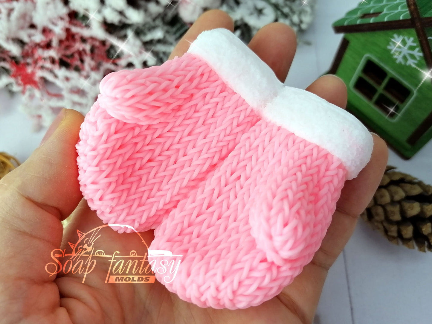 Knitted mittens silicone mold for soap making