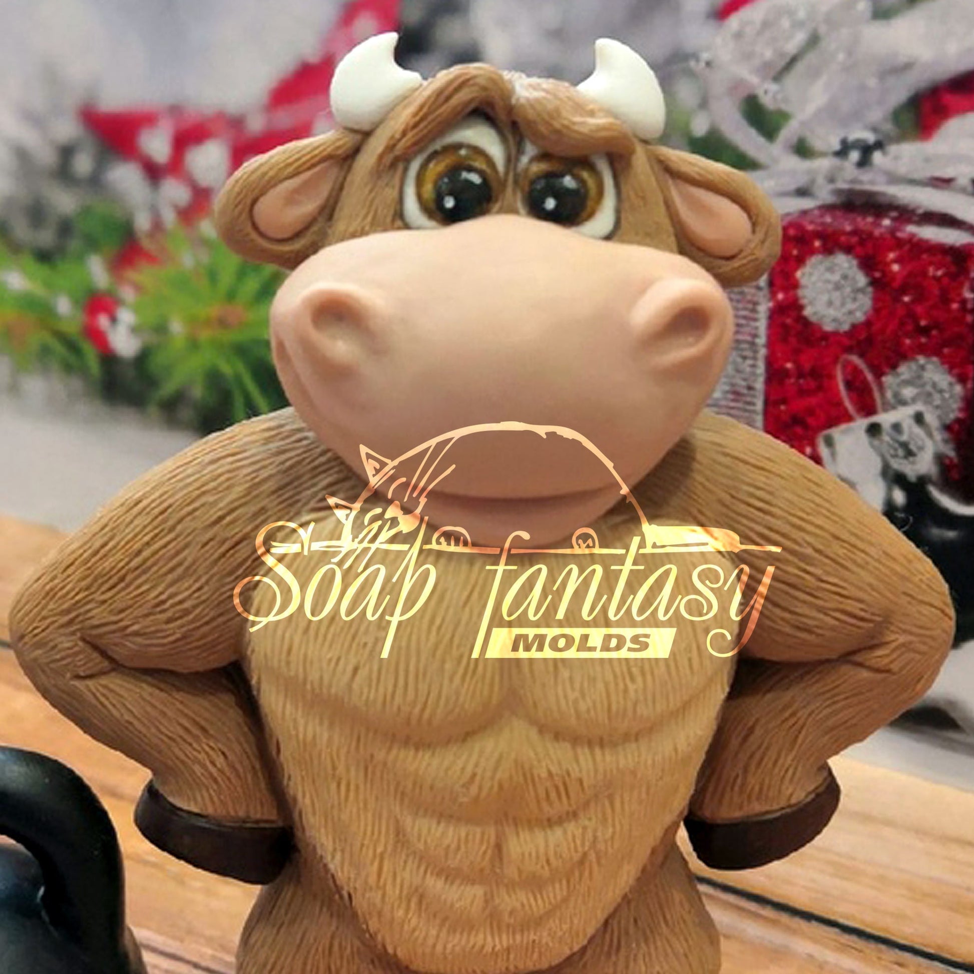Bull bodybuilder with kettlebell silicone mold (mould) for soap making and candle making