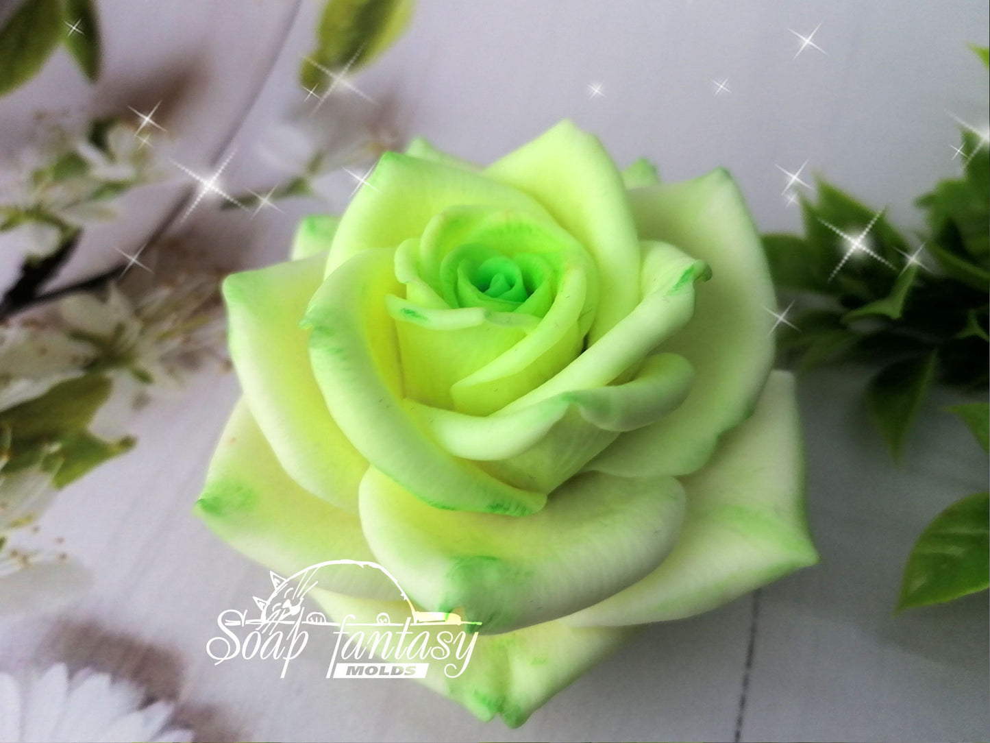 Rose "Green Tea" silicone mold for soap making