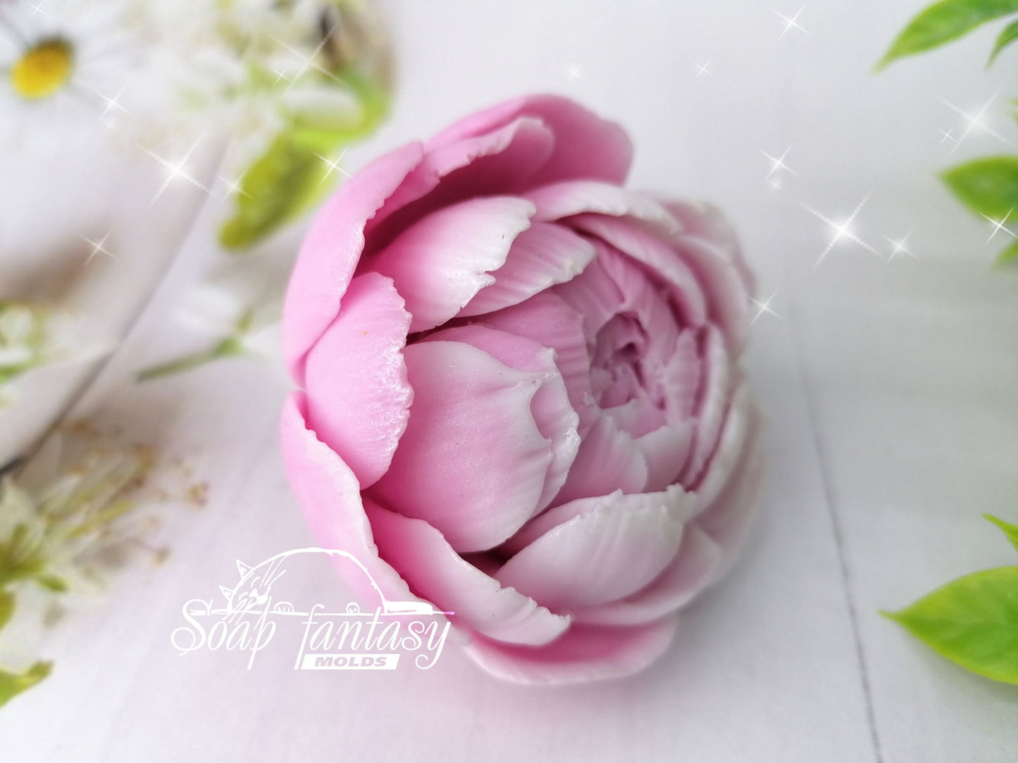 Peony "Snow White" silicone mold for soap making