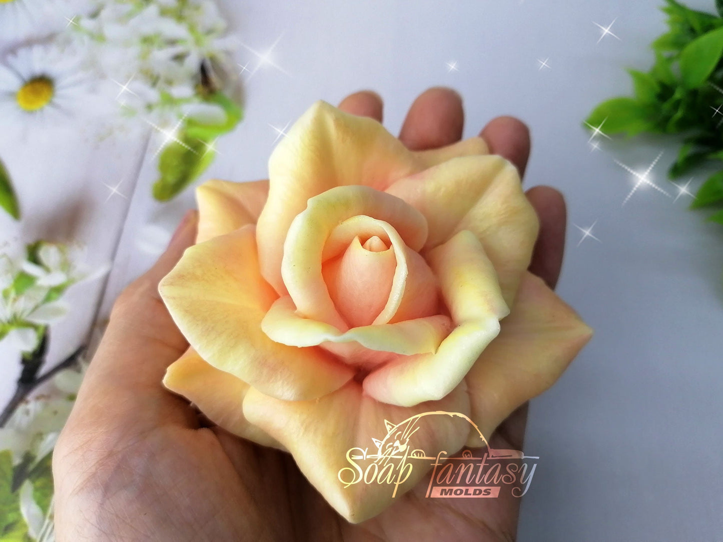 Big rose "Velvet night" flower silicone mold (mould) for soap making and candle making