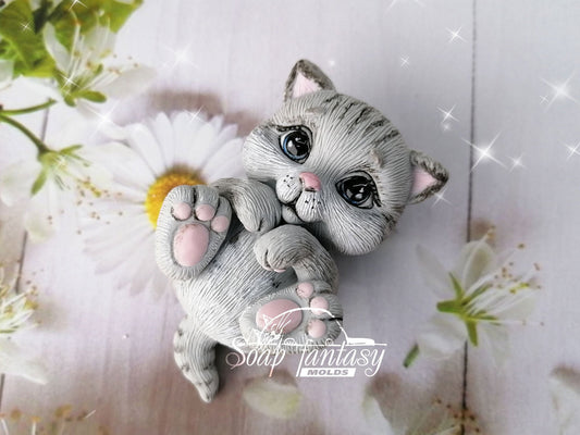Baby kitten on the back Silicone Soap Mold - for soap making, Craft & Hobby