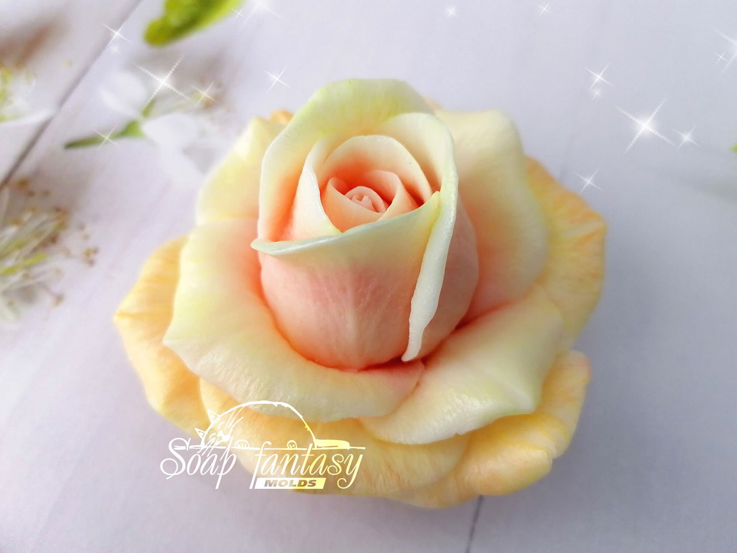 Big rose "Sun City" flower silicone mold (mould) for soap making and candle making