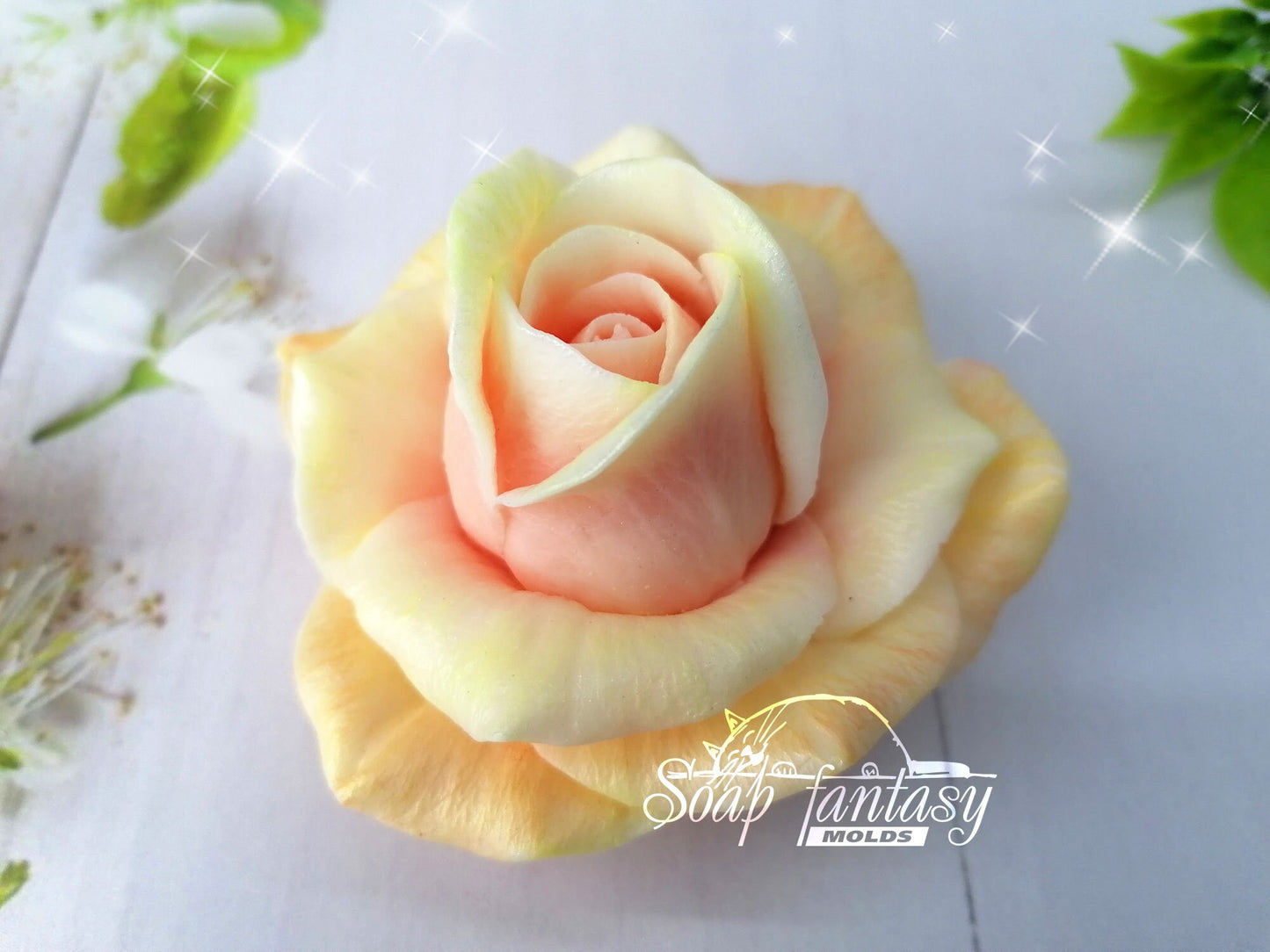 Big rose "Sun City" flower silicone mold (mould) for soap making and candle making