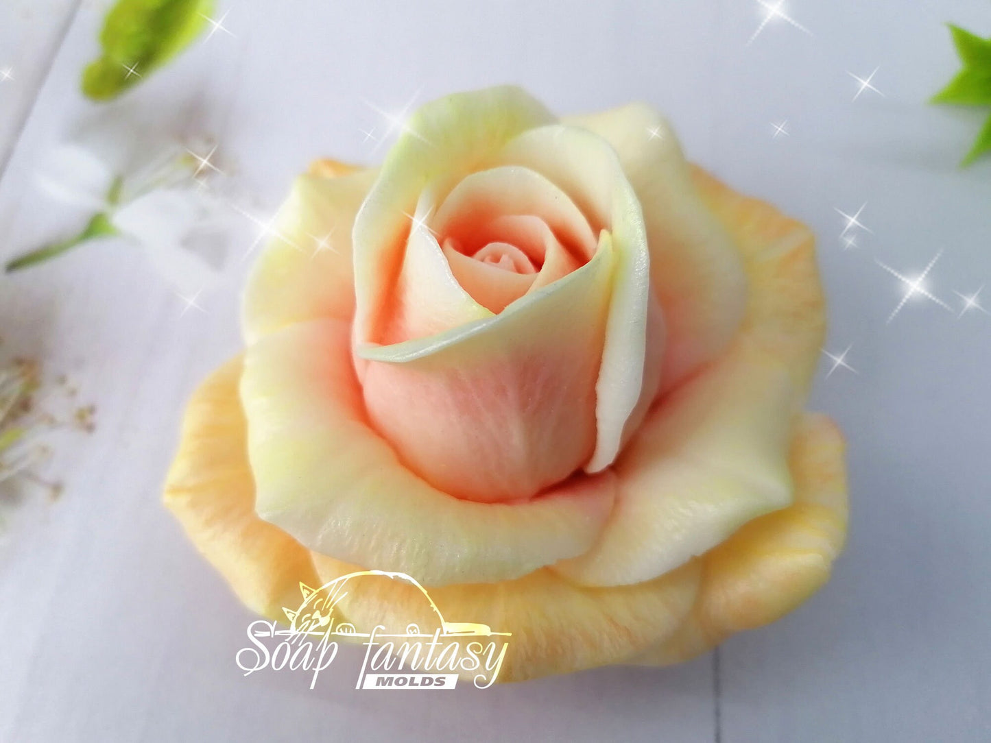 Big rose "Sun City" flower silicone mold (mould) for soap making and candle making
