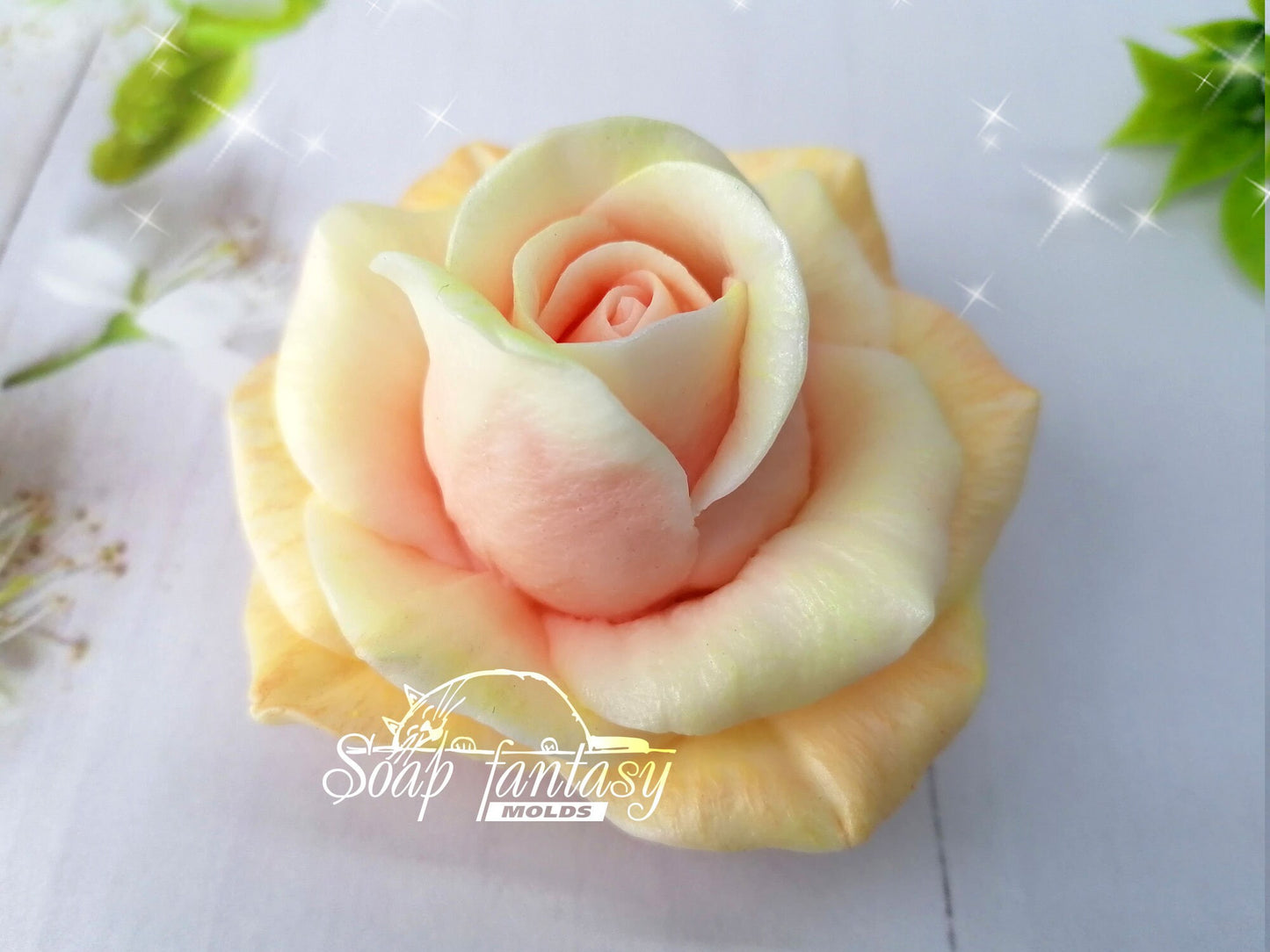 Big rose "Sun City" flower silicone mold (mould) for soap making and candle making