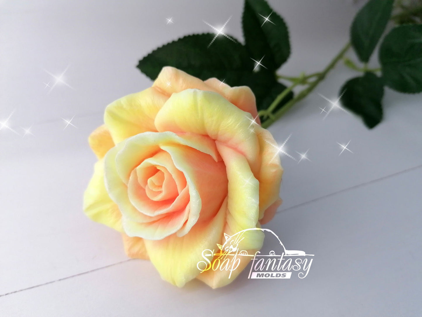 Big rose "Orange Queen" flower silicone mold (mould) for soap making and candle making