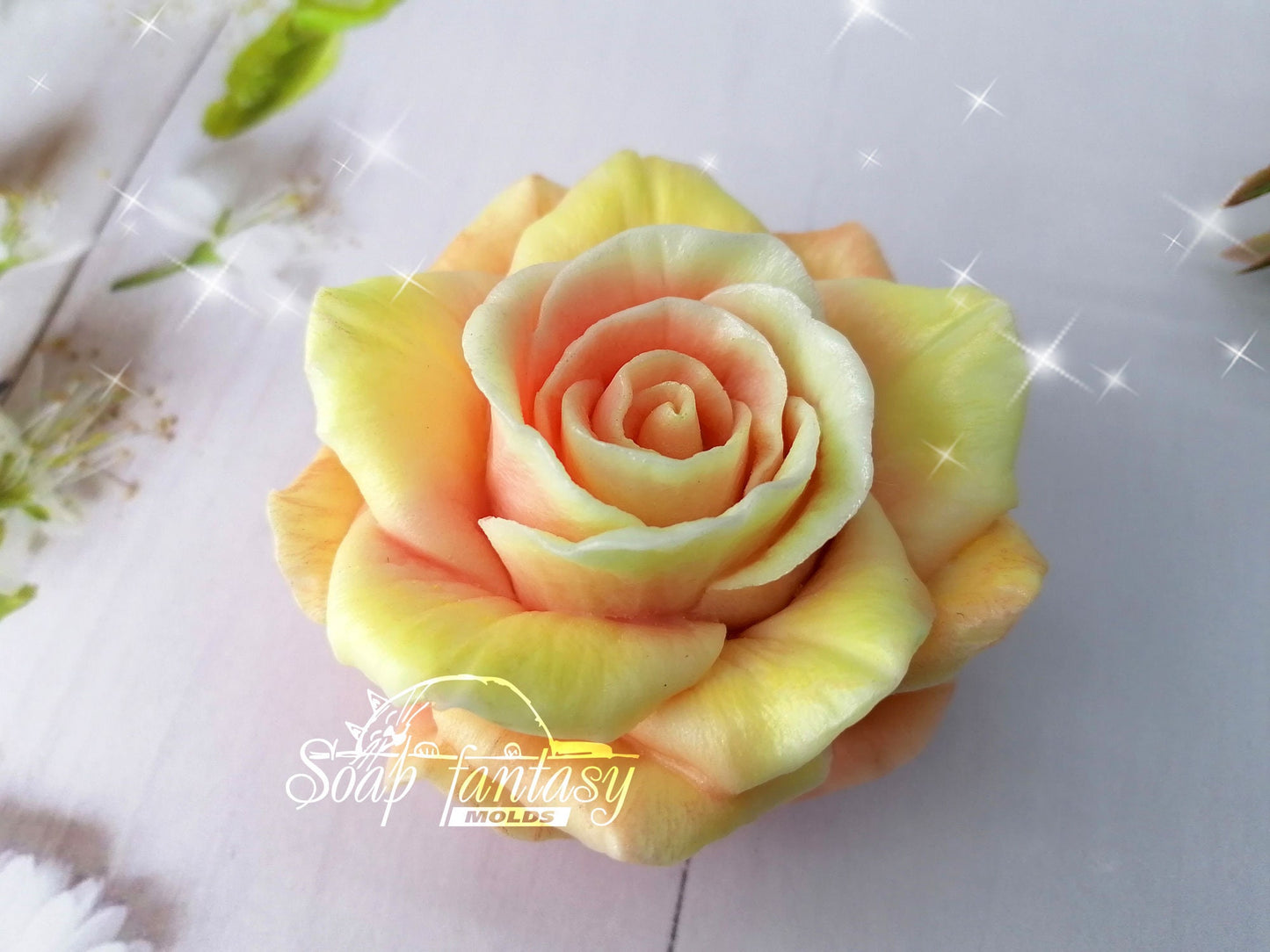 Big rose "Orange Queen" flower silicone mold (mould) for soap making and candle making