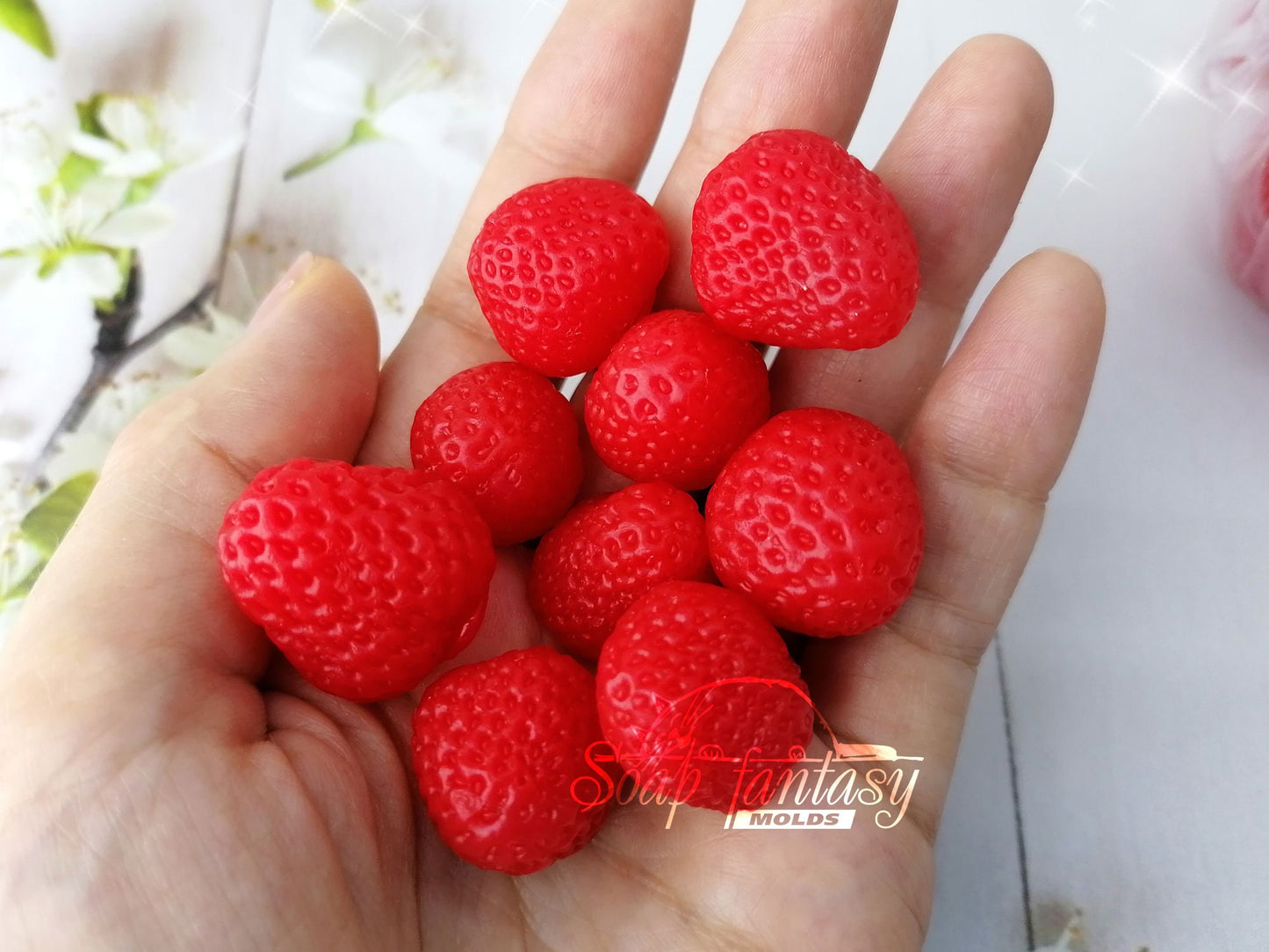 Small strawberries silicone mold for soap making