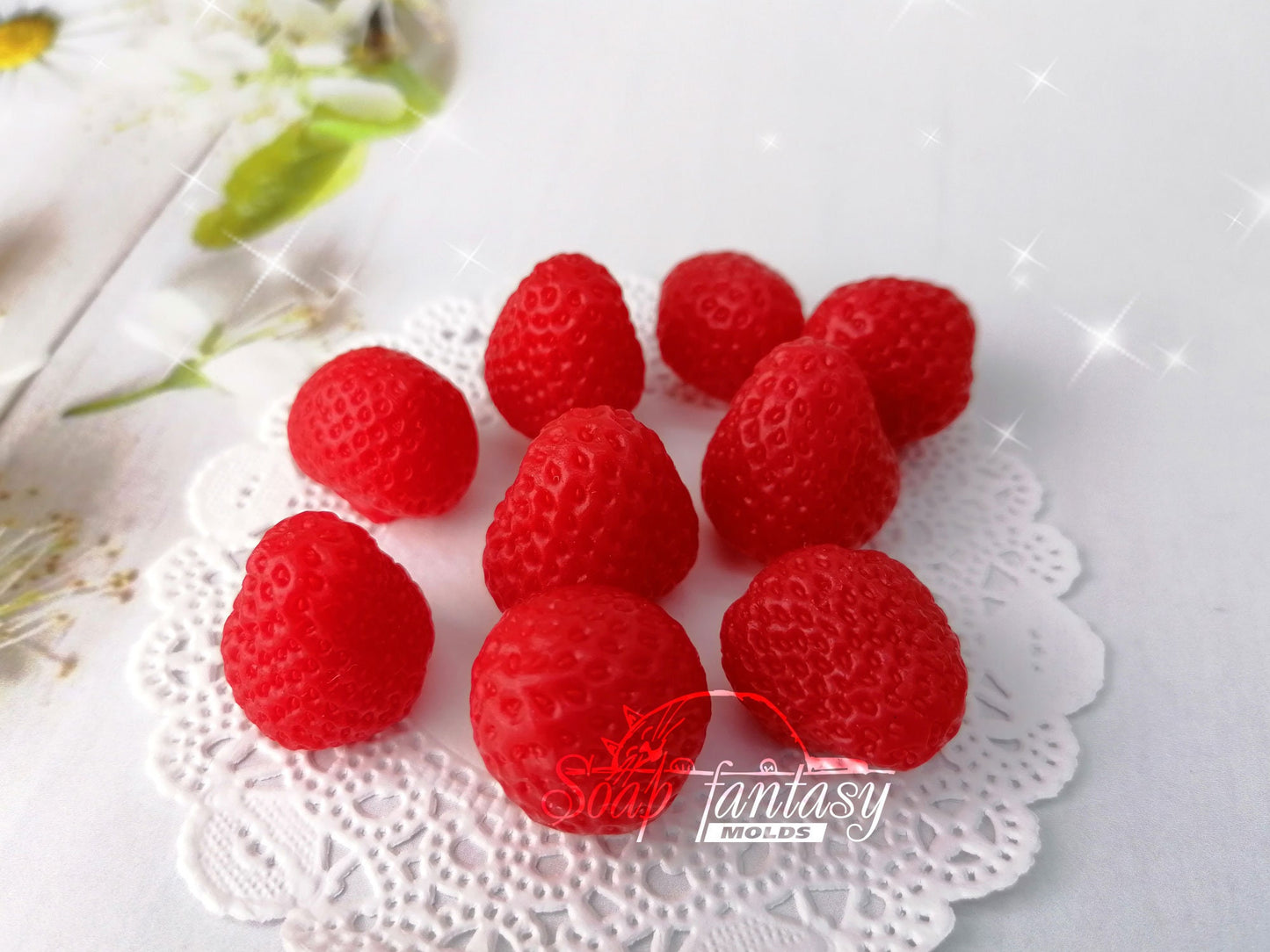 Small strawberries silicone mold for soap making