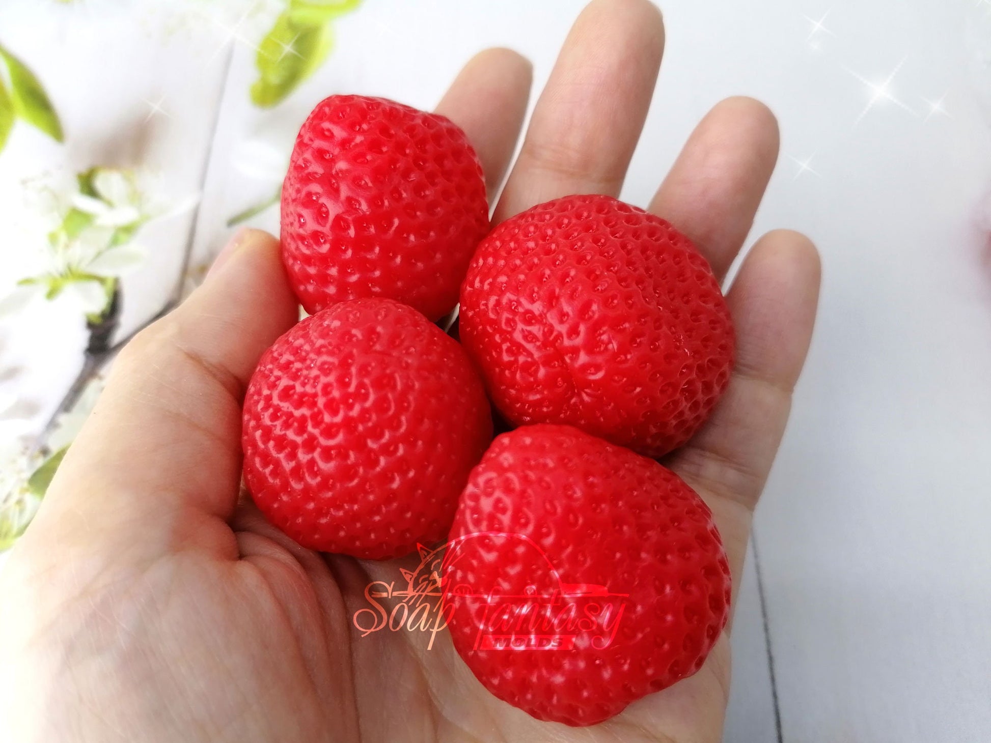 Big strawberries silicone mold (mould) for soap making and candle making