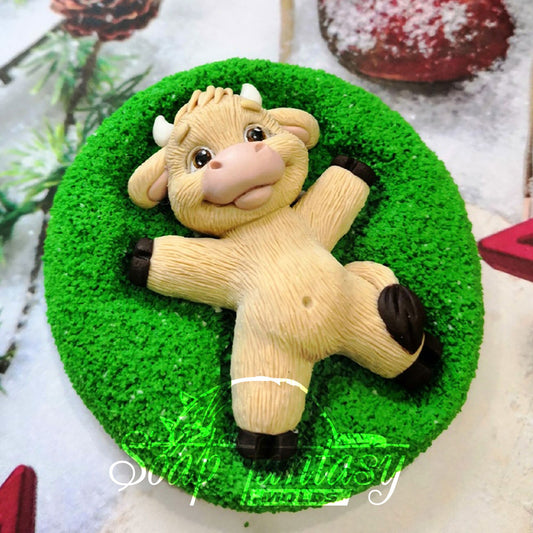 MooMoo baby bull on the grass Silicone Soap Mold - for soap making, Craft & Hobby
