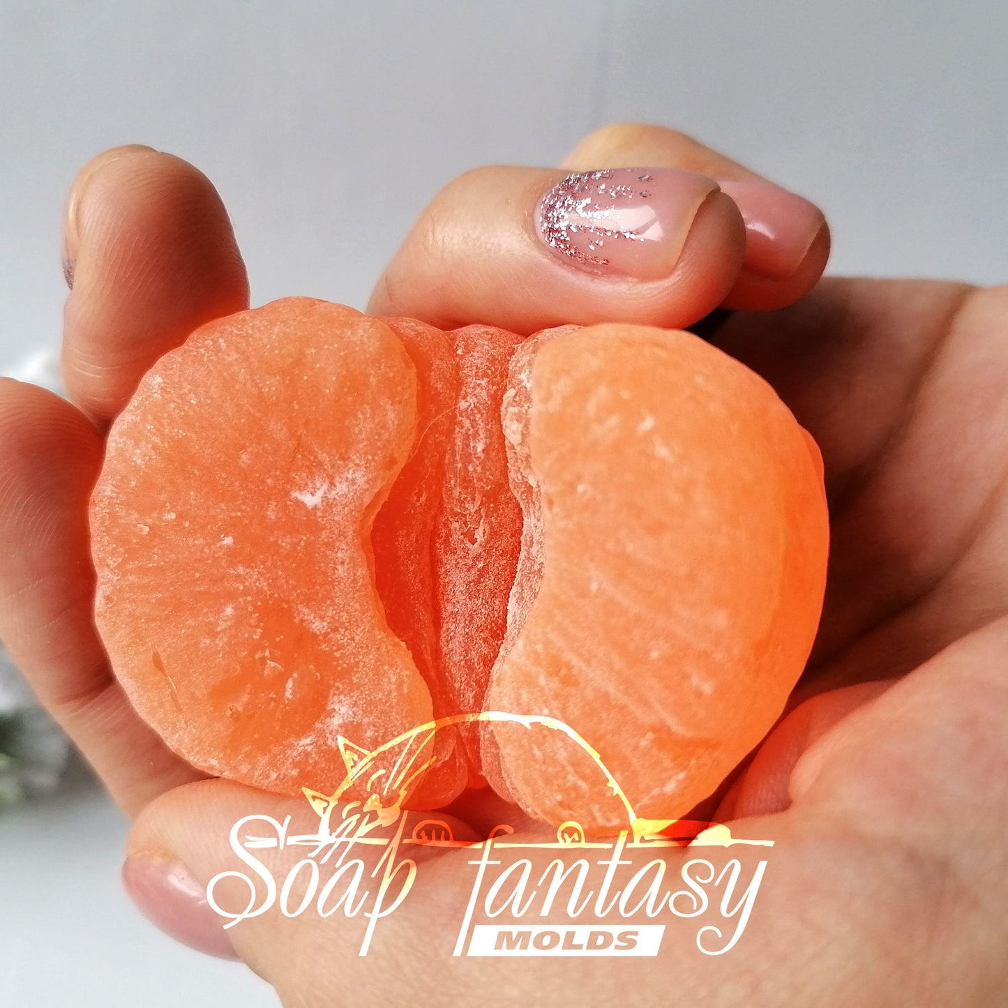 Half tangerine (peeled) silicone mold for soap making