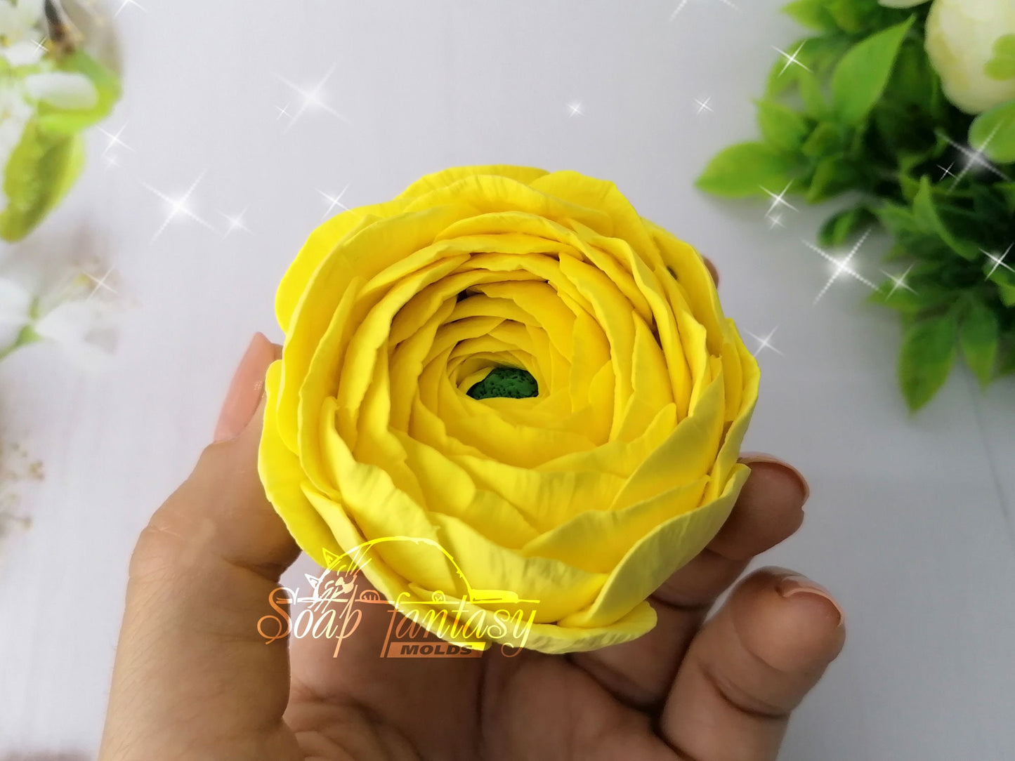 Ranunculus "Yellow princess" flower silicone mold for soap making