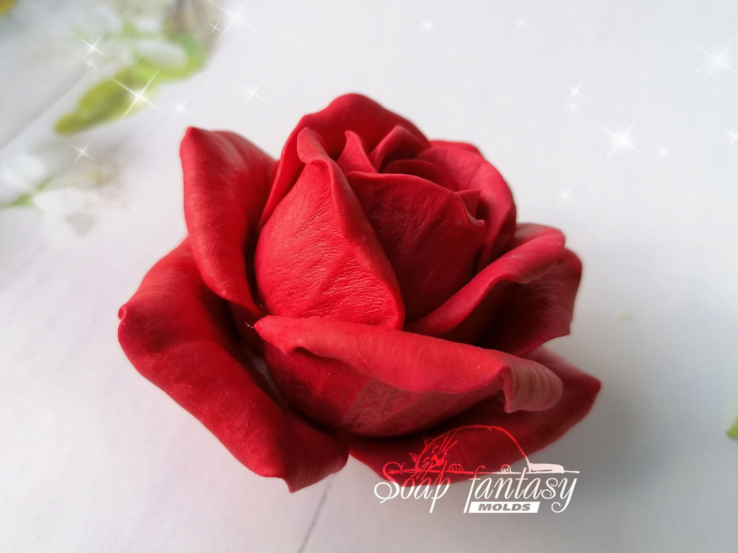 Big rose "Lady in red" flower silicone mold (mould) for soap making and candle making
