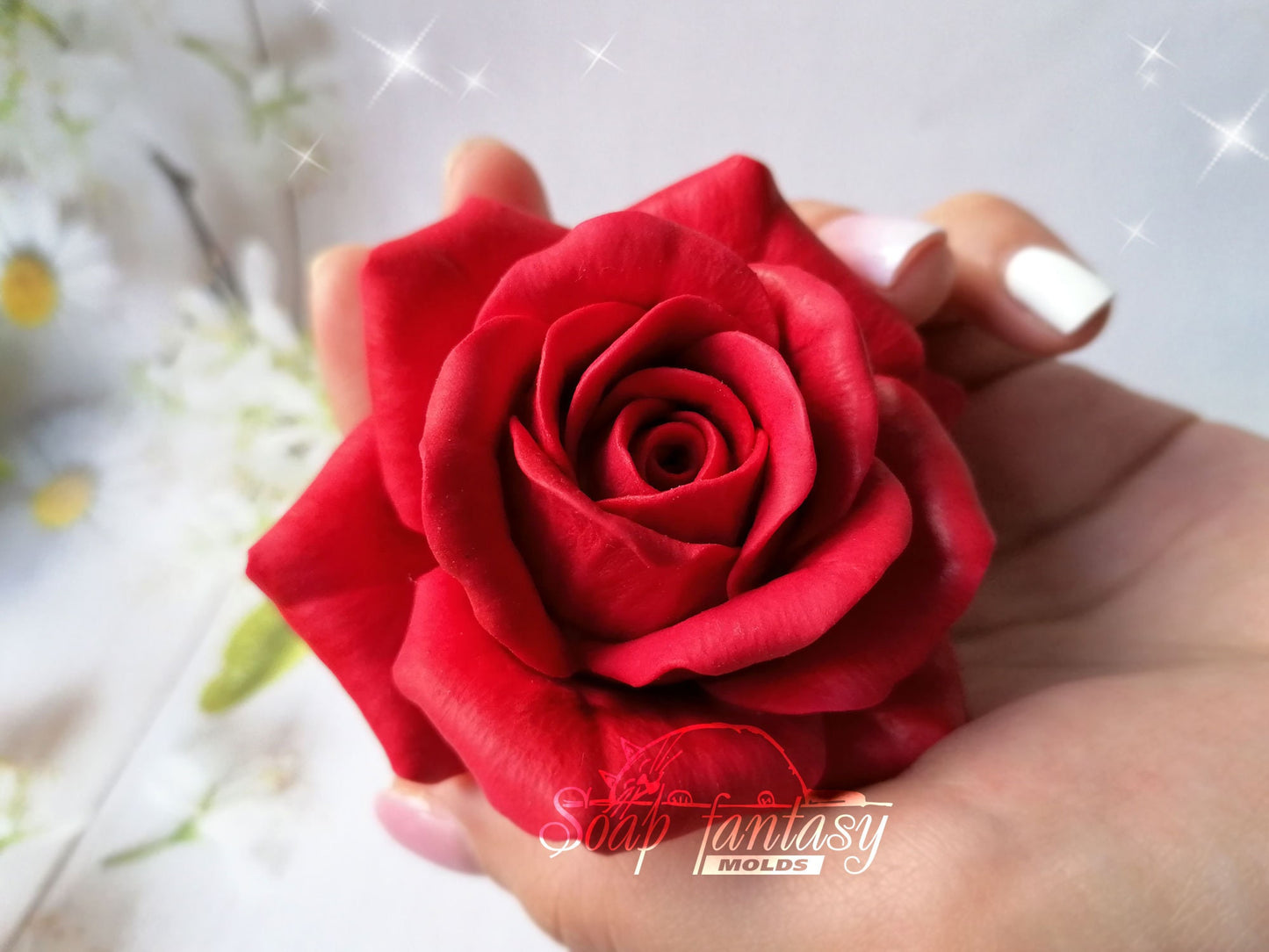 Big rose "Lady in red" flower silicone mold (mould) for soap making and candle making