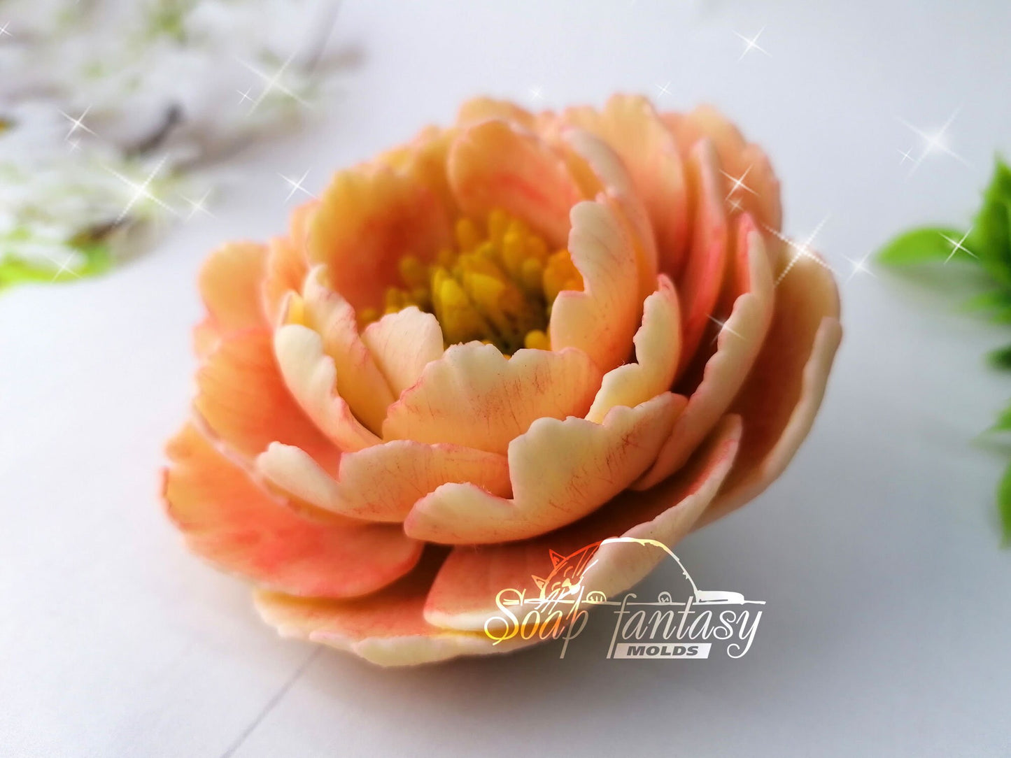 Peony "Coral Magic" silicone mold for soap making