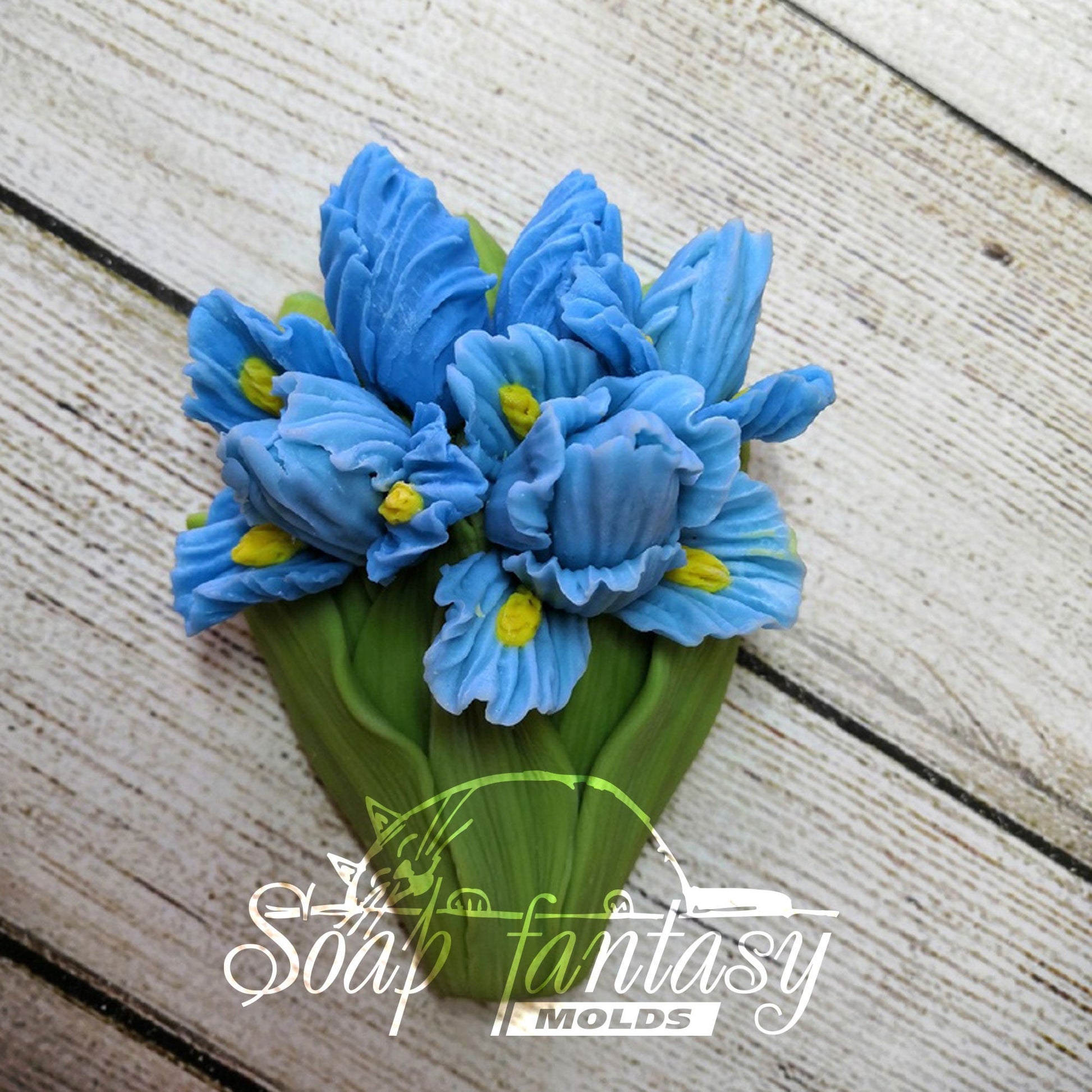 8 with irises and bouquet silicone mold for soap making and candle making.